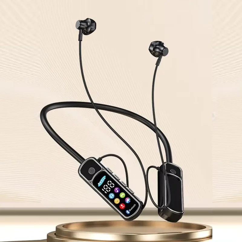 Bluetooth 5.4 Wireless Neckband Earphones with Voice Changer, ENC Noise Cancellation, LED Display, HiFi Deep Bass