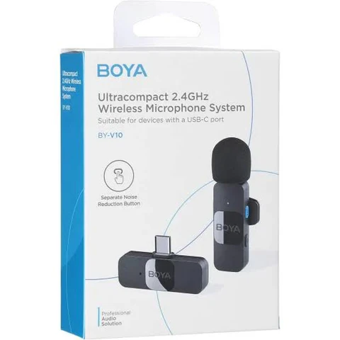 BOYA BY-MW12 Wireless Lavalier Microphone for iPhone, Android & DSLR | Type-C & Lightning | Noise