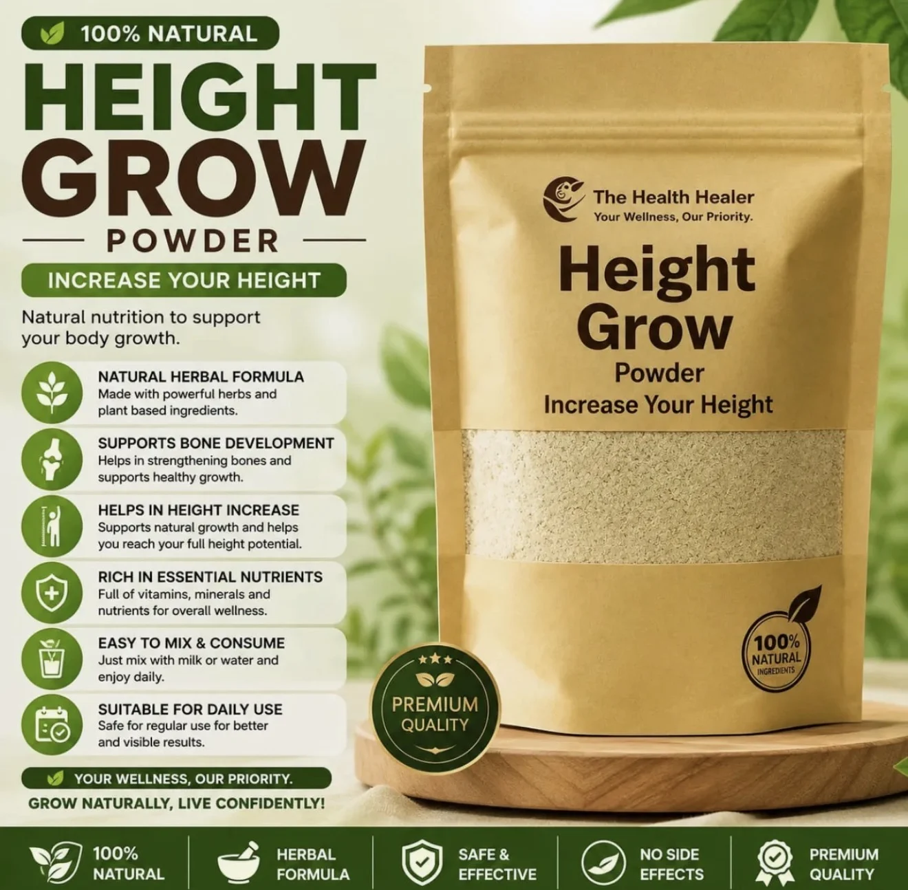 Height Growth Powder – Dietary Supplement Designed For Health Support And Daily Nutrition Routine – 100g