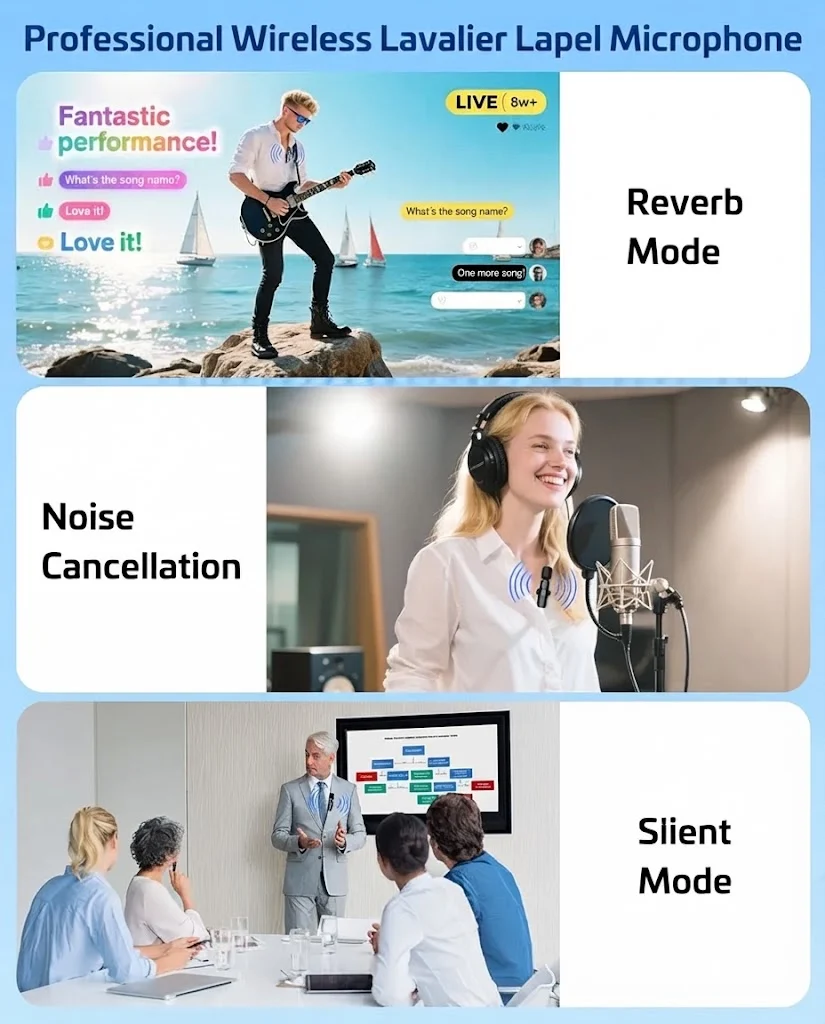 K11 Dual Wireless Lavalier Microphone for iPhone & Android – Dual Clip-On Bluetooth Mic, 2-Person Wireless