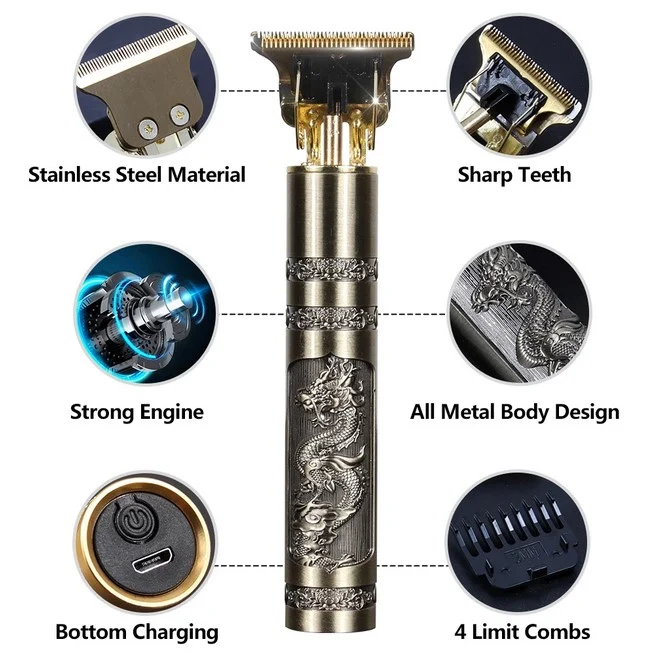 (metal Body) T9 Electric Shaver Man Cordless Hair Beard Trimmer For Men Haircut Shaving Machine Tools